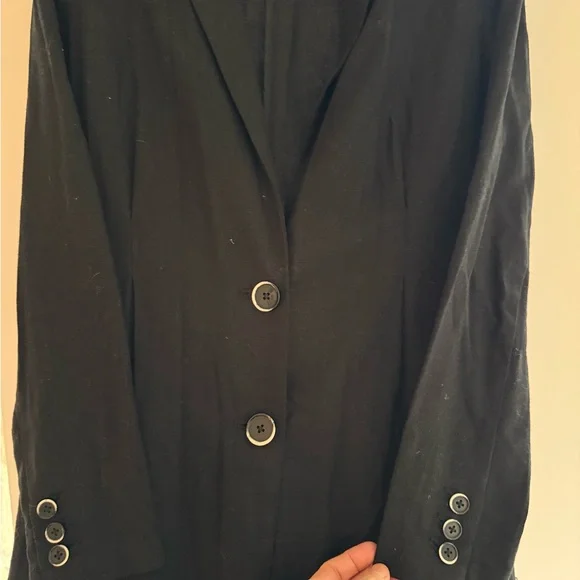 Mango Long Black linen jacket - Picture 7 of 9